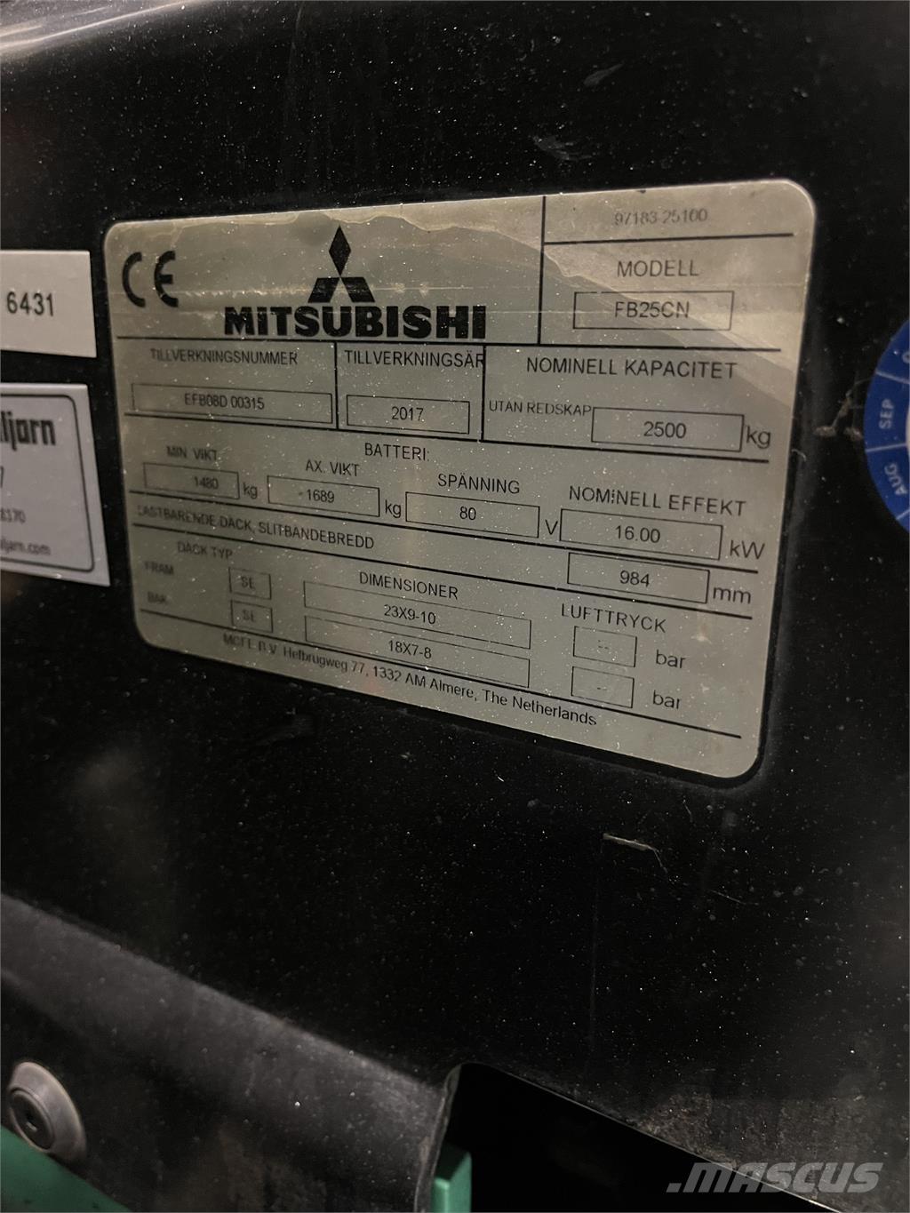 Mitsubishi FB25CN Elektrikli forkliftler