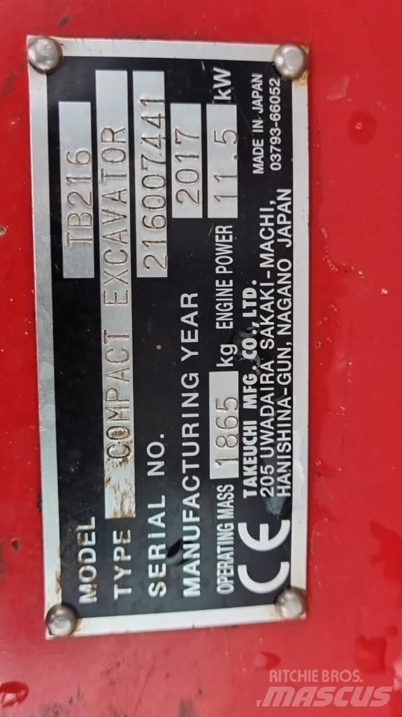 Takeuchi TB216 V4 Mini ekskavatörler, 7 tona dek