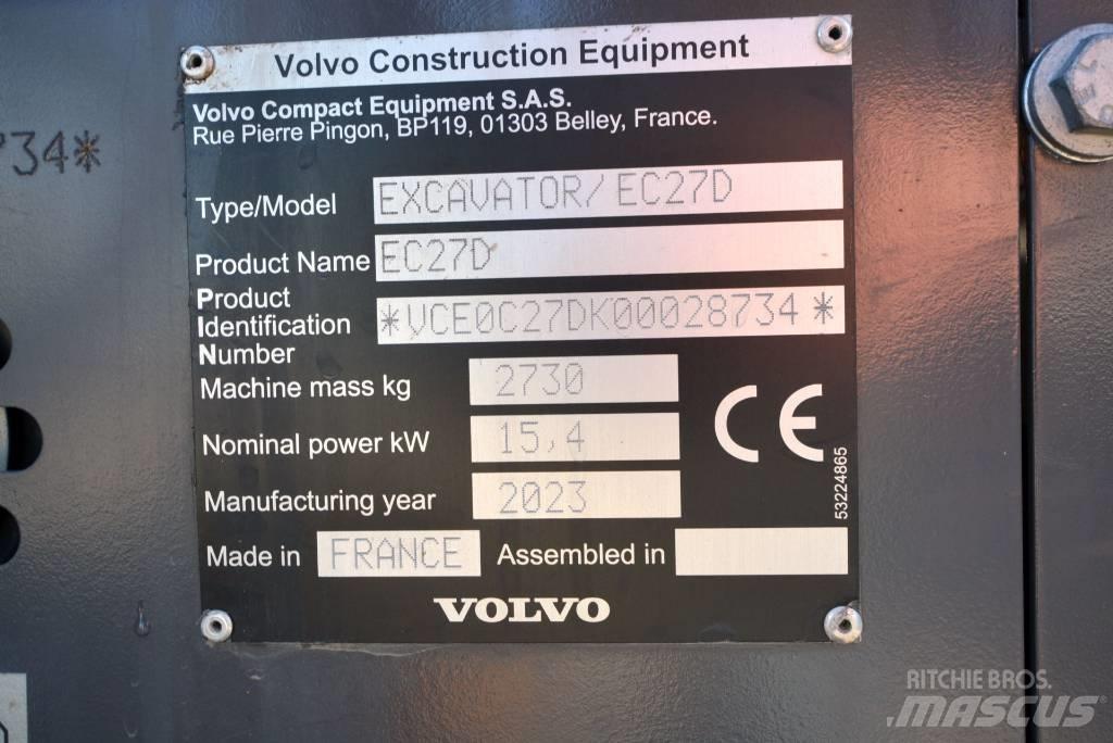 Volvo EC 27 D Mini ekskavatörler, 7 tona dek