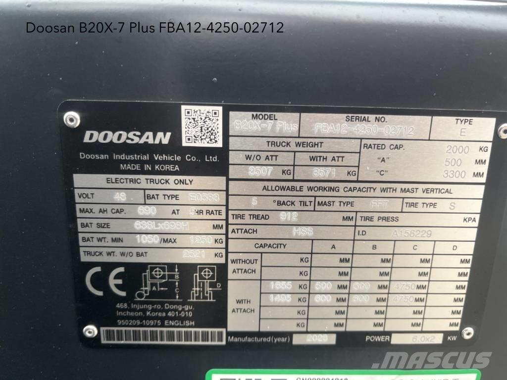 Doosan B 20 X-7 Plus Elektrikli forkliftler