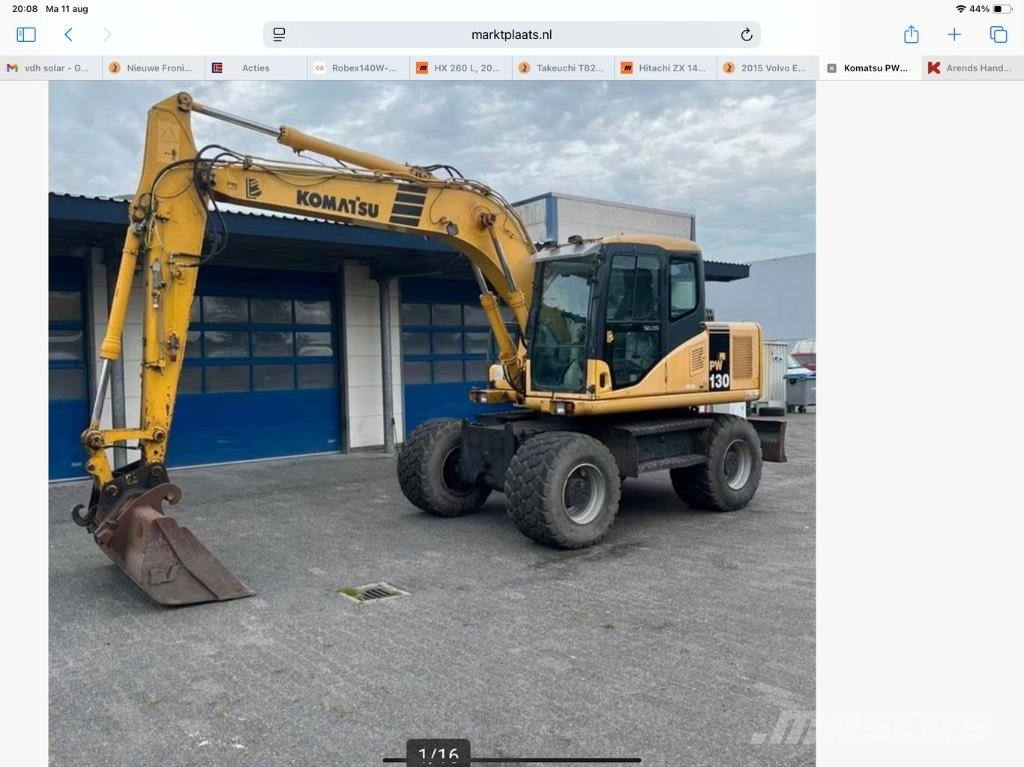 Komatsu PW 130-7K Lastik tekerli ekskavatörler