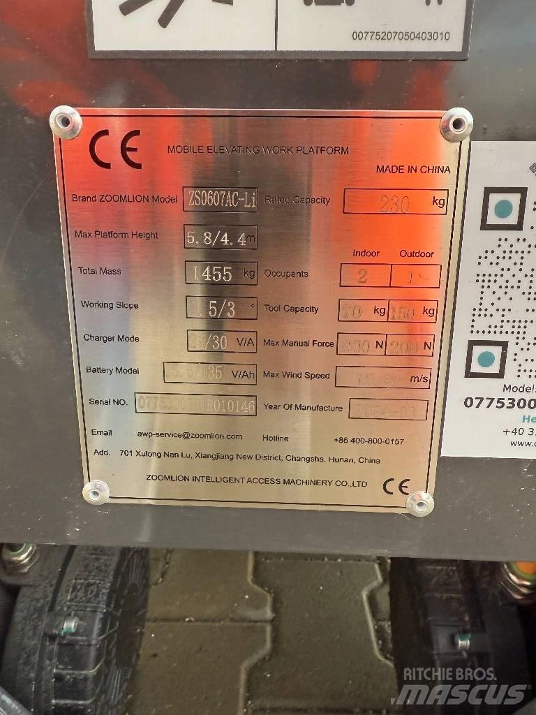 Zoomlion ZS0607AC-Li Makasli platformlar