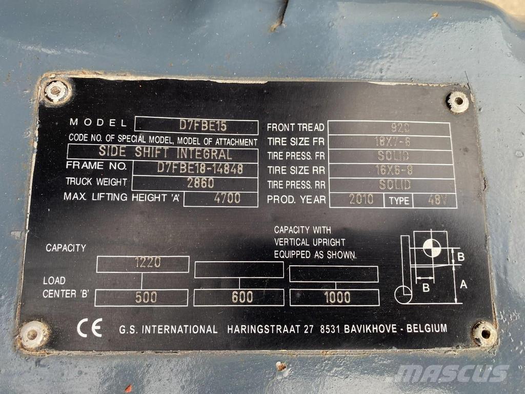 Toyota 7FBEF15 Elektrikli forkliftler