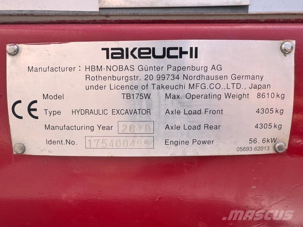 Takeuchi TB 175 W Lastik tekerli ekskavatörler