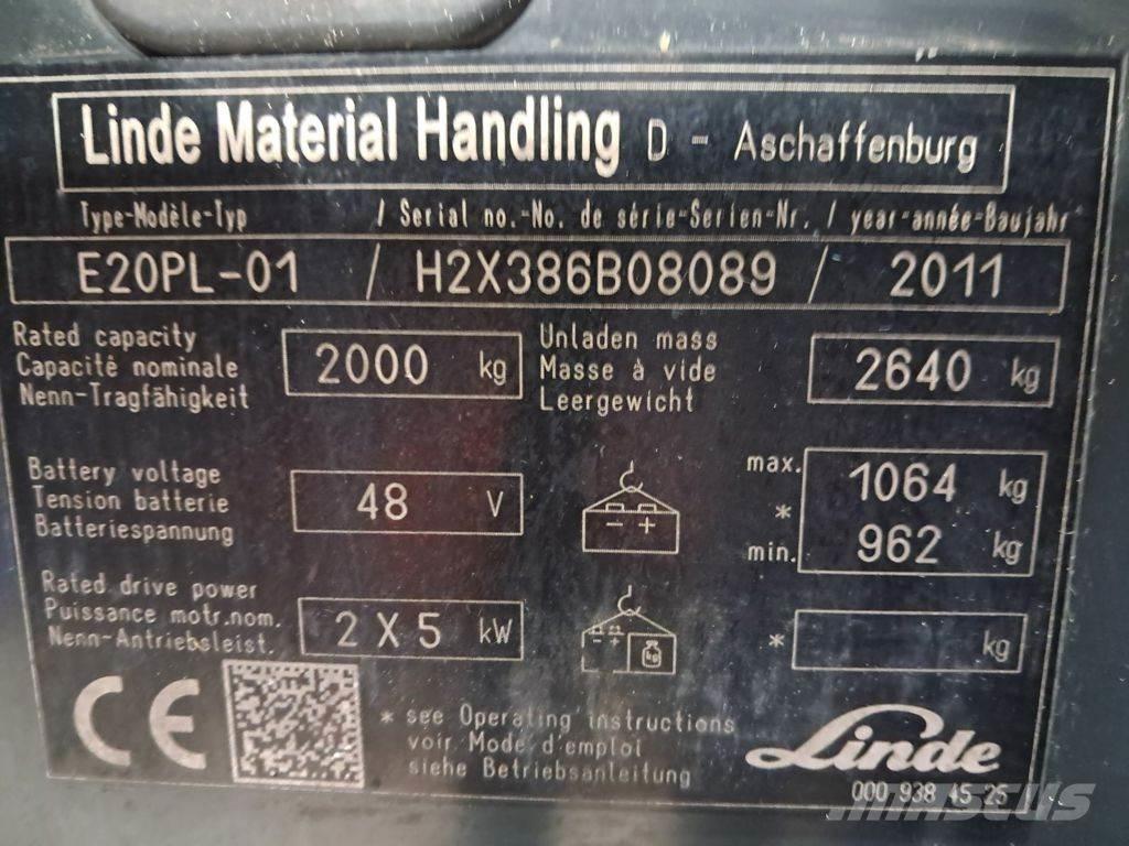 Linde E20PL-01 Elektrikli forkliftler