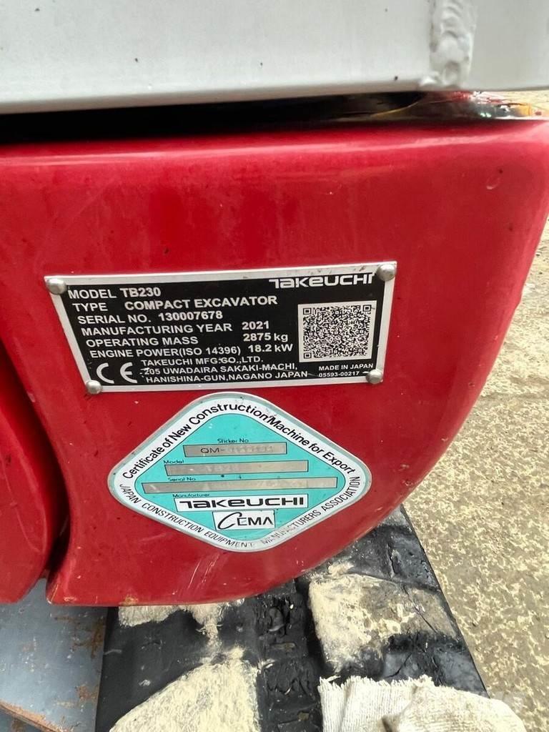 Takeuchi TB230 V3 Mini ekskavatörler, 7 tona dek