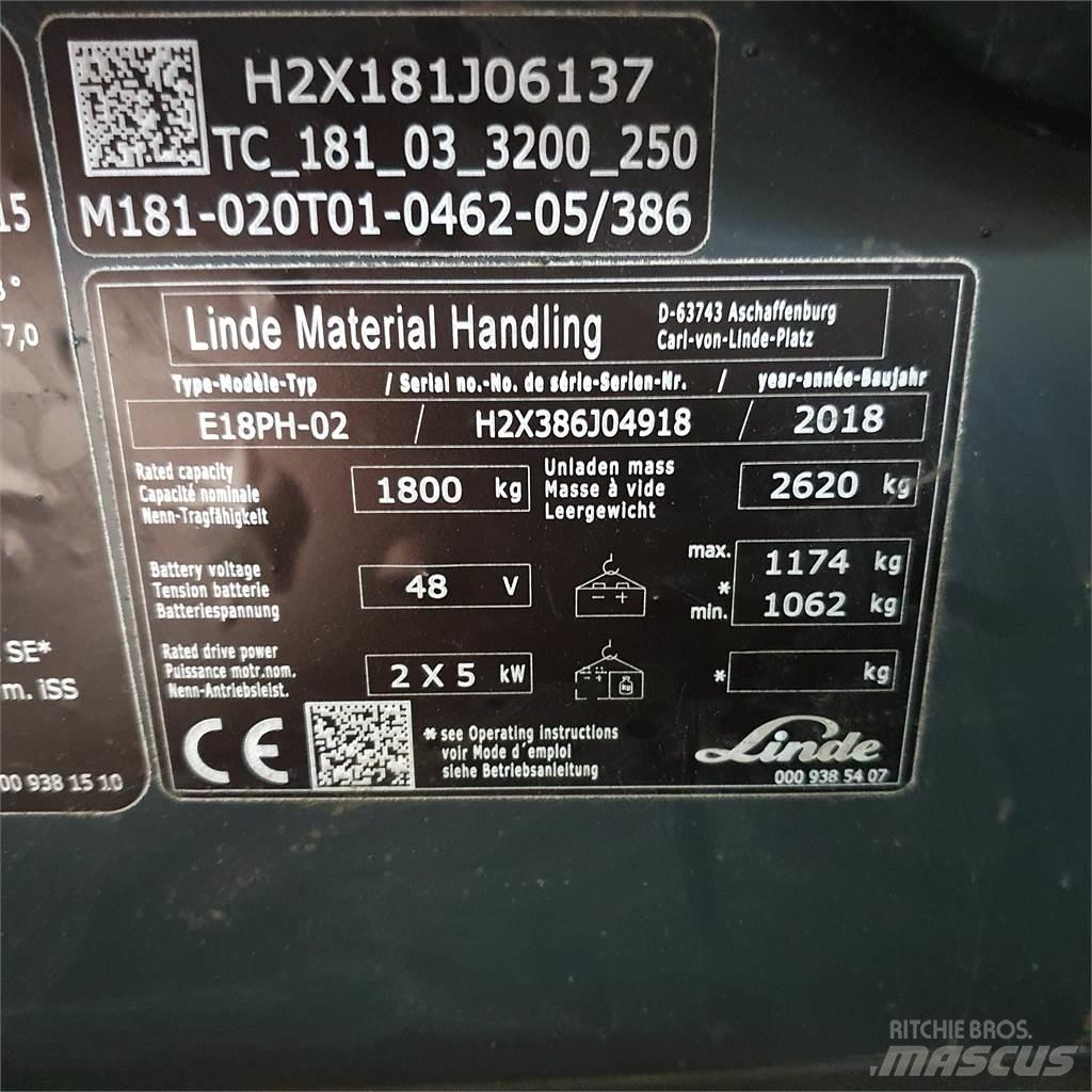 Linde E18PH Elektrikli forkliftler