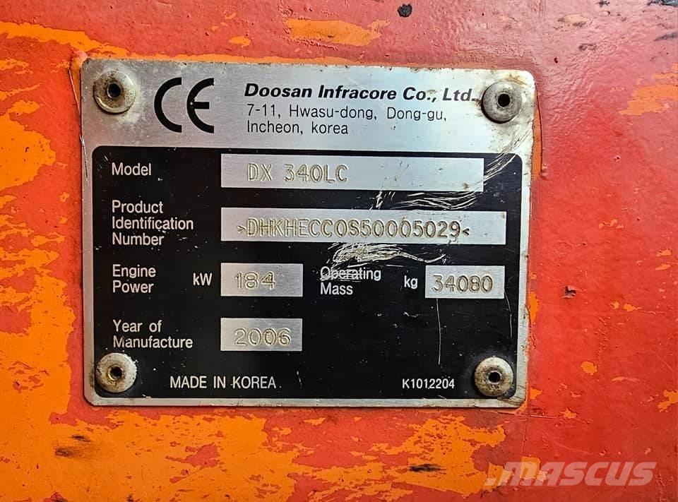 Doosan DX 340 LC Paletli ekskavatörler