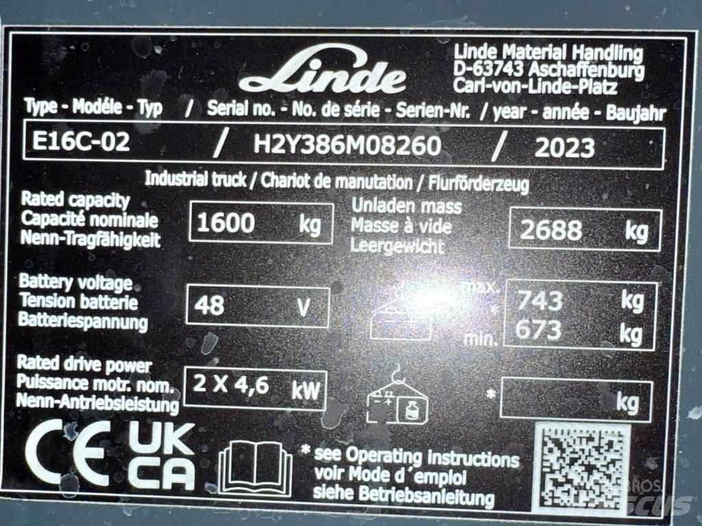 Linde E16C/386-02 Elektrikli forkliftler