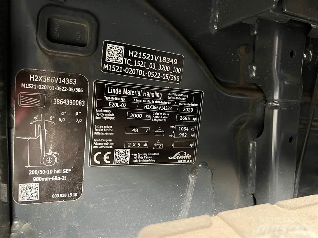 Linde E20L-02 Elektrikli forkliftler