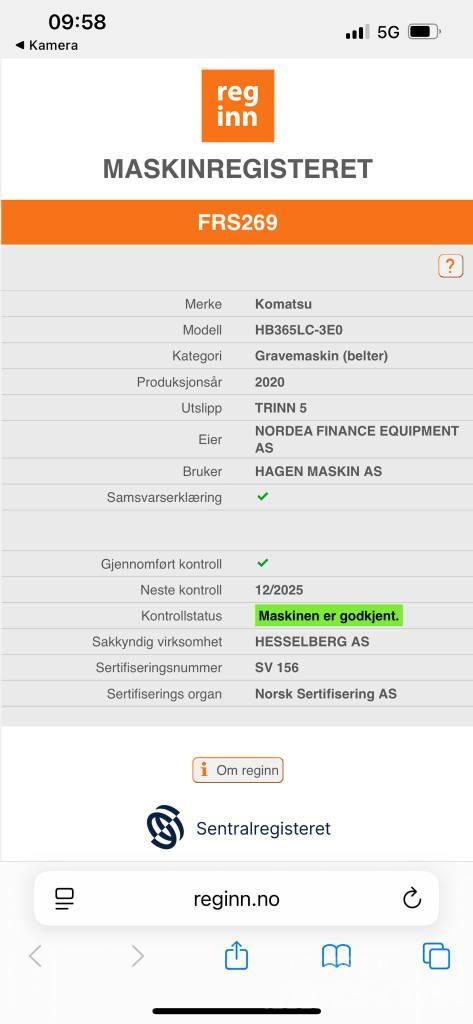 Komatsu HB365LC-3E0 Paletli ekskavatörler