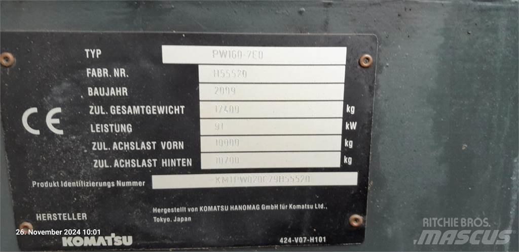 Komatsu PW160-7E0 Lastik tekerli ekskavatörler