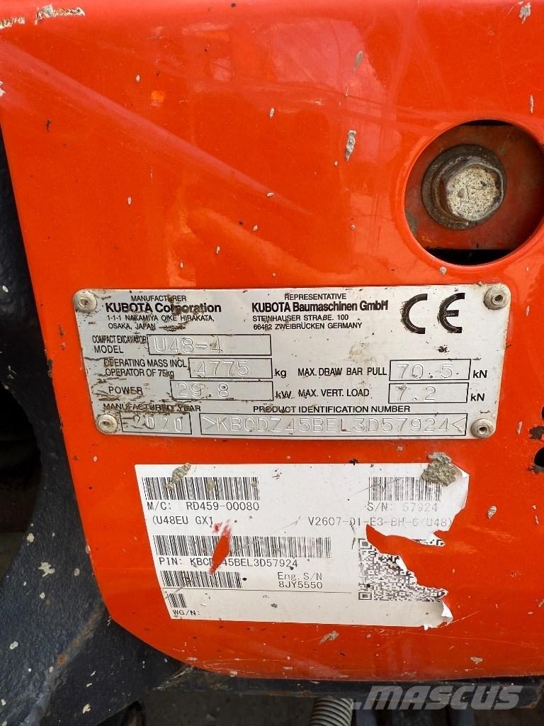 Kubota U 48 Mini ekskavatörler, 7 tona dek