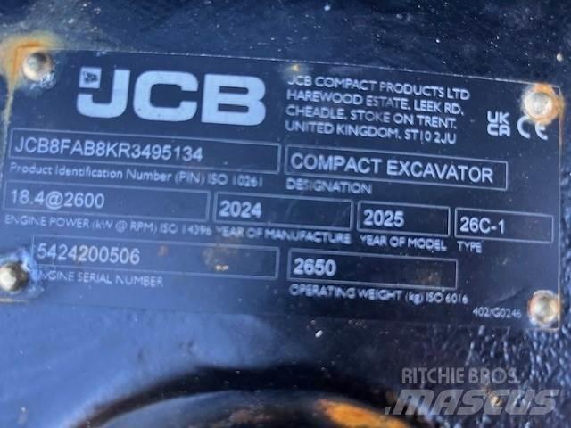 JCB 26C-1 Mini ekskavatörler, 7 tona dek