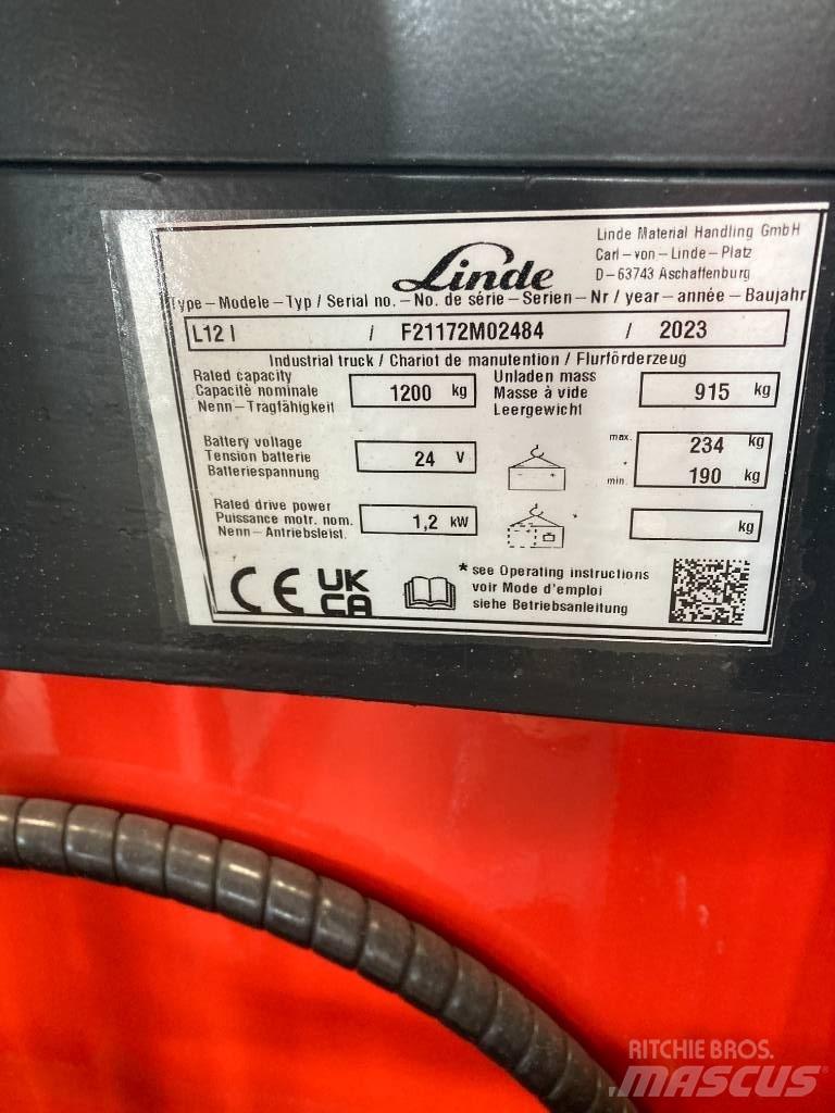 Linde L12i/1172 Yaya kumandali istif makinasi