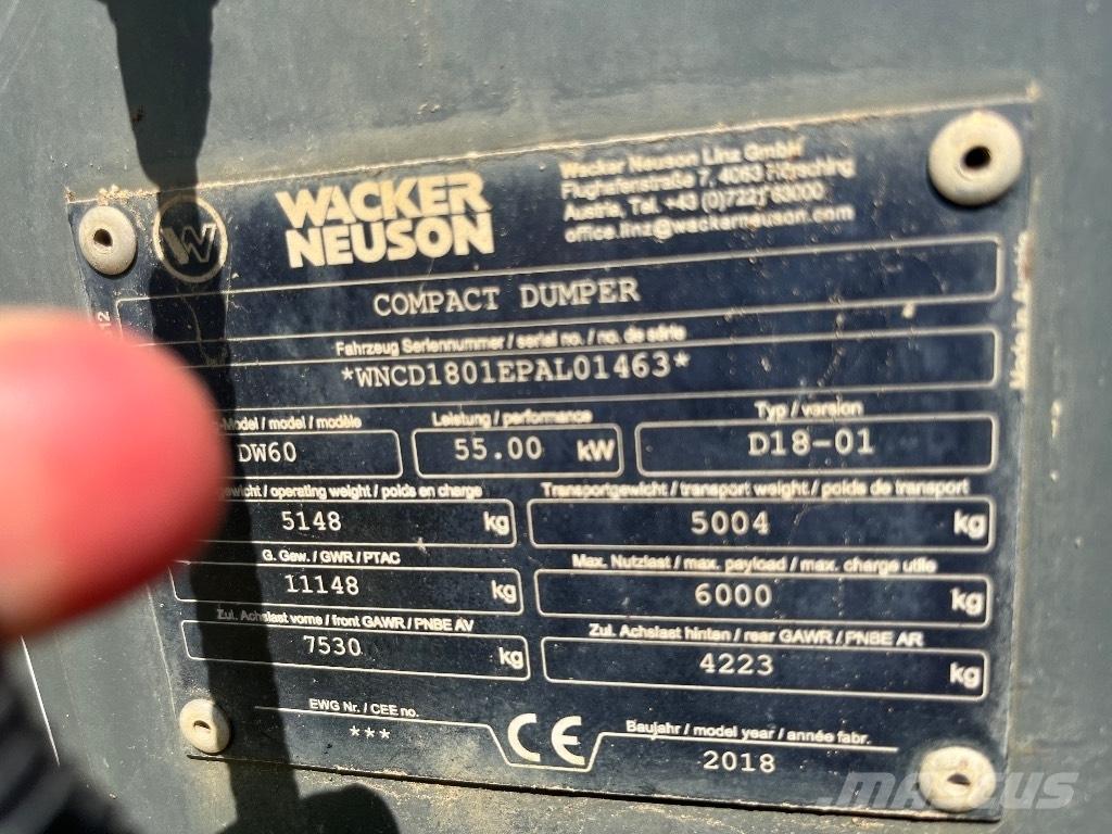 Wacker Neuson DW 60 Belden kirma kamyonlar