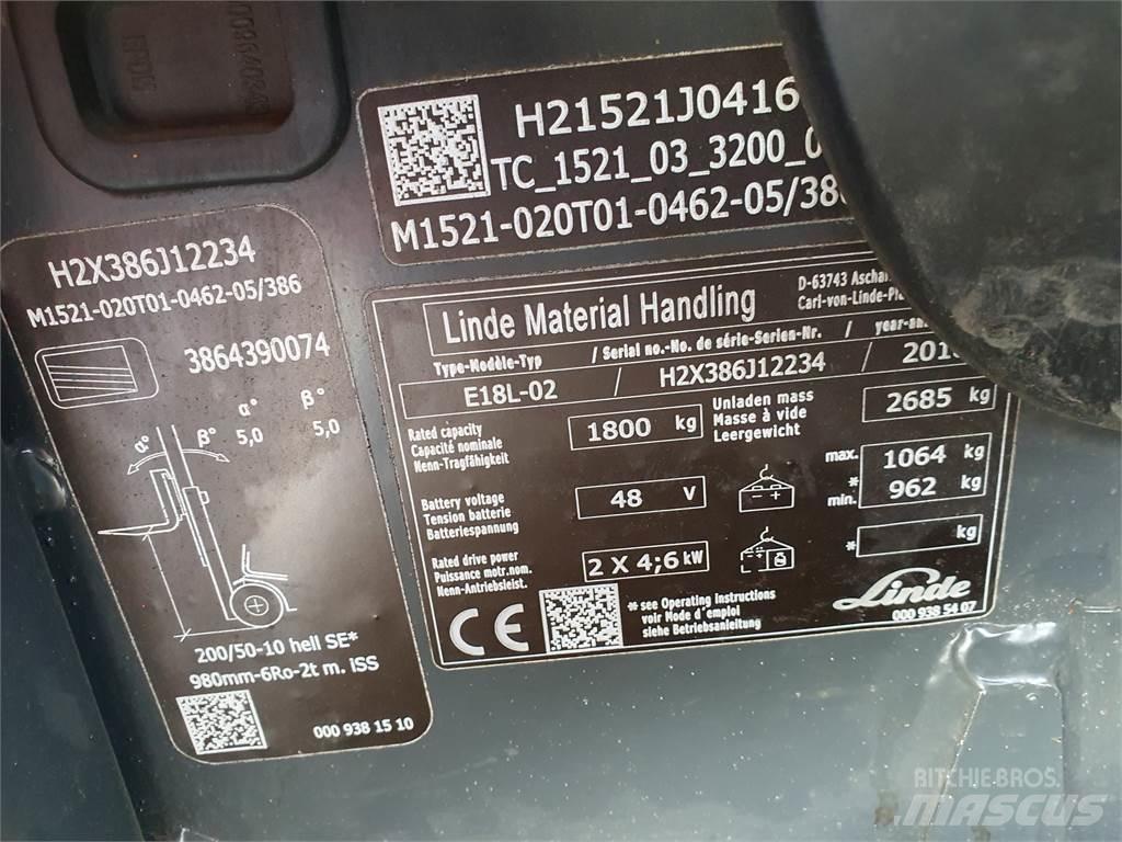 Linde E18L Elektrikli forkliftler