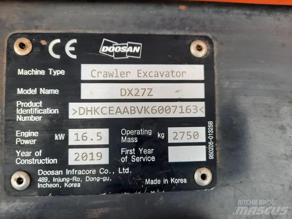 Doosan DX 27 Z Mini ekskavatörler, 7 tona dek