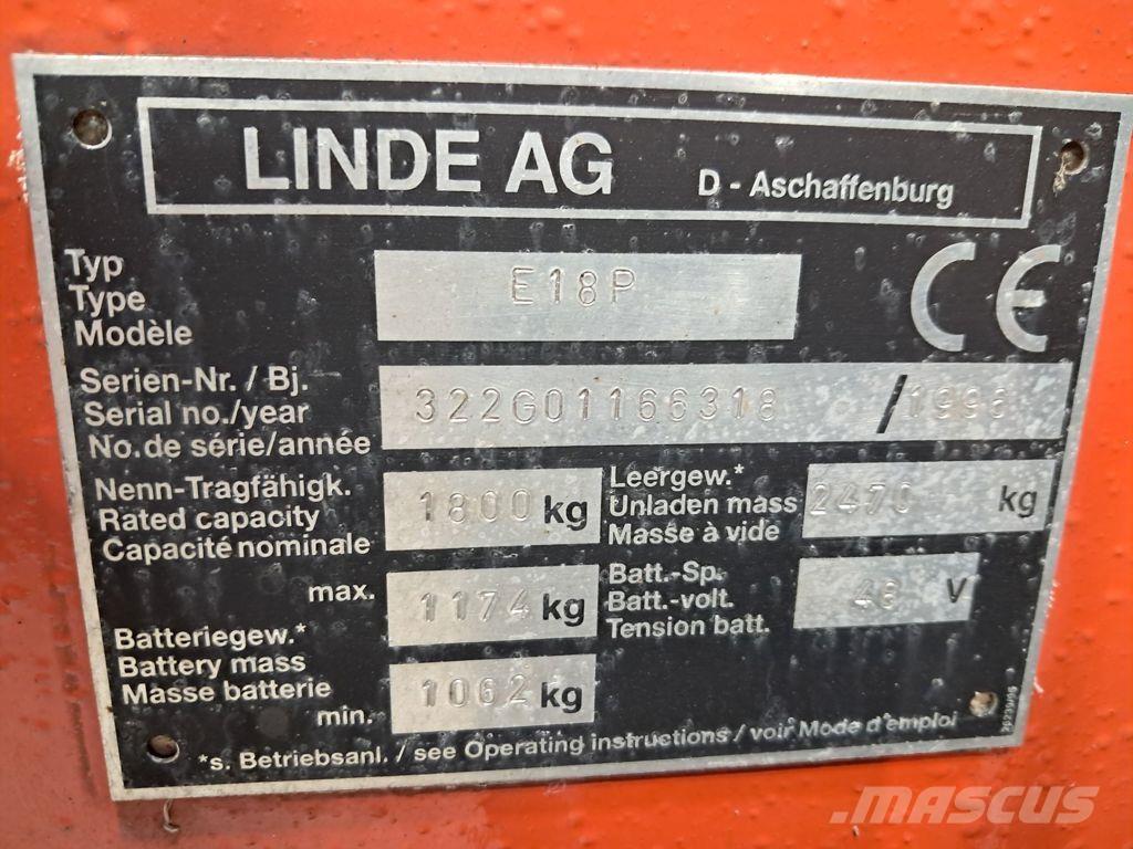 Linde E18P Elektrikli forkliftler