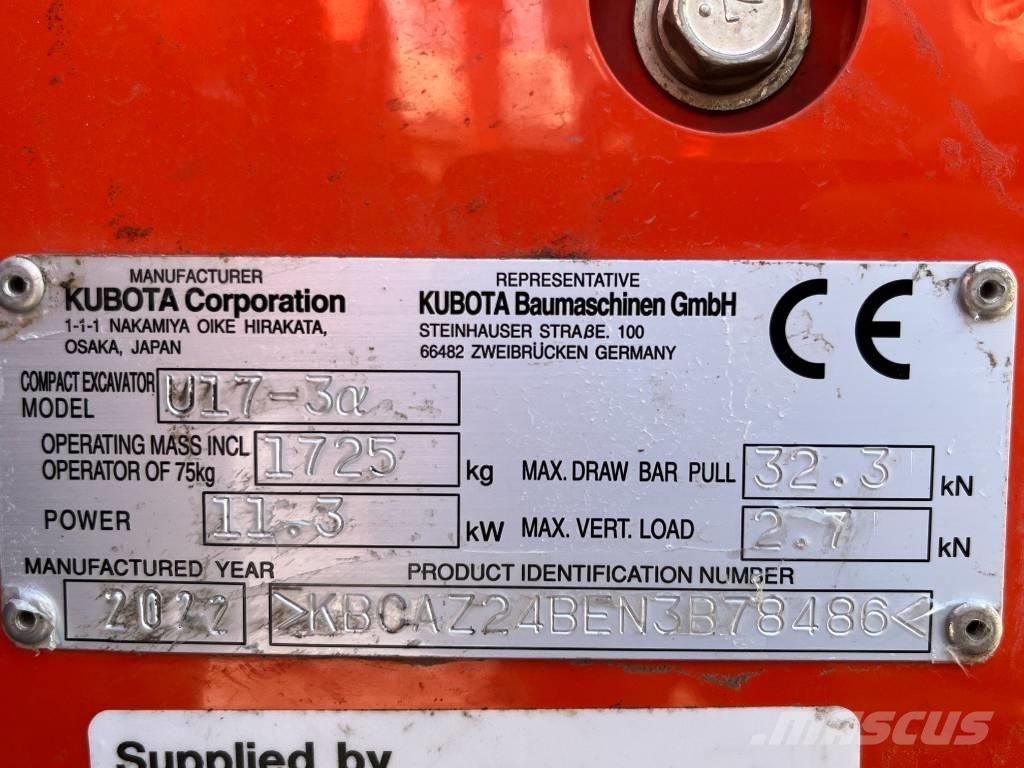 Kubota U 17-3 Mini ekskavatörler, 7 tona dek