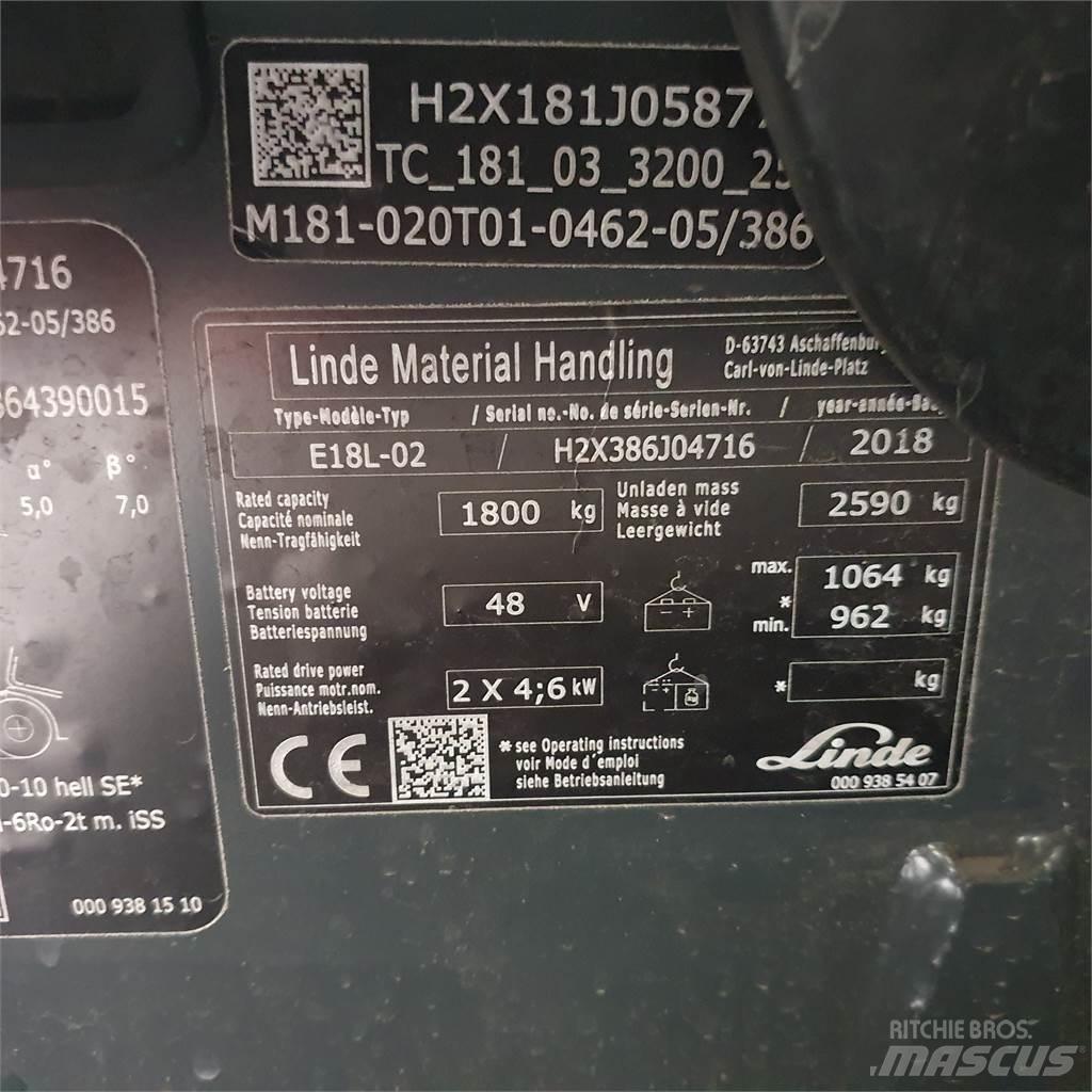 Linde E18L Elektrikli forkliftler