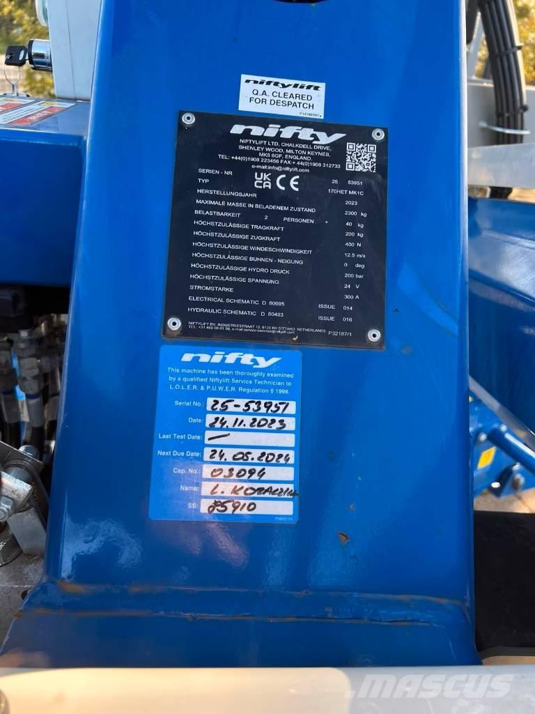 Niftylift 170 HET Tekerlekli platformlar