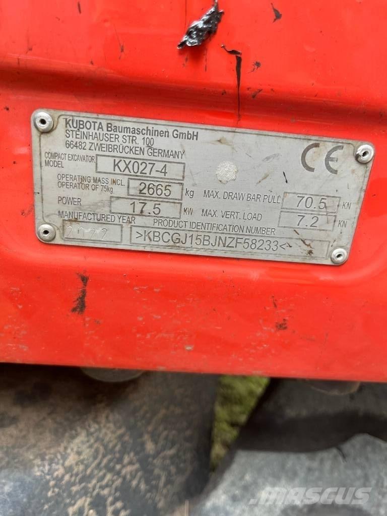 Kubota KX 027-4 Mini ekskavatörler, 7 tona dek