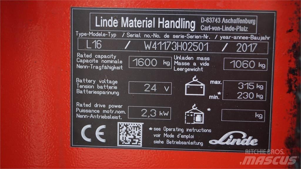 Linde L16i Yaya kumandali istif makinasi