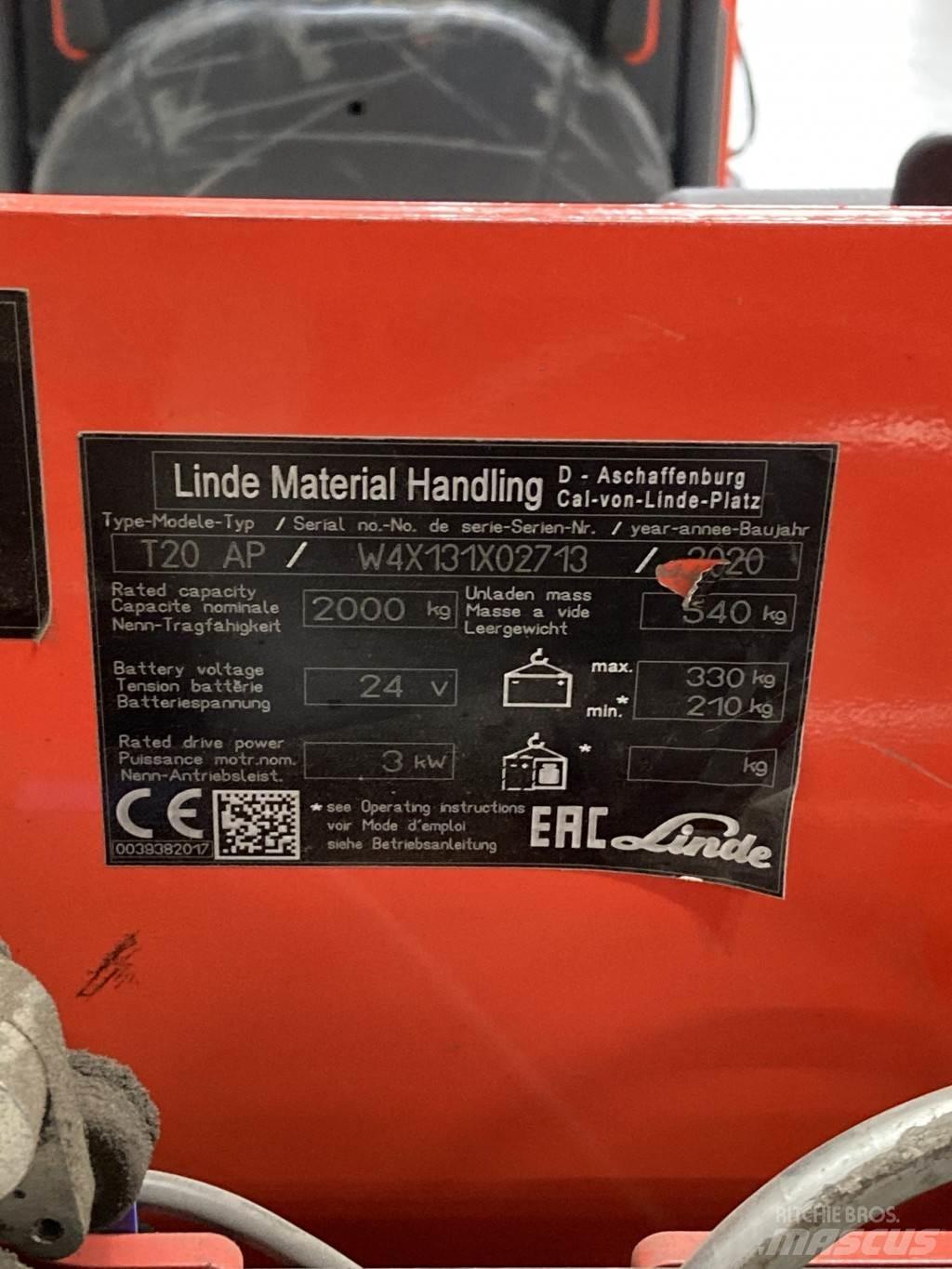Linde T20AP kurz Düsük seviye kaldirici
