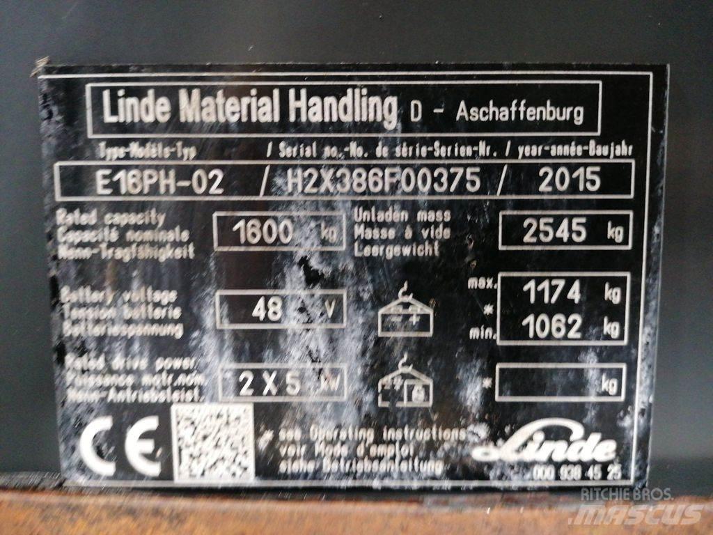 Linde E16PH-02 Elektrikli forkliftler