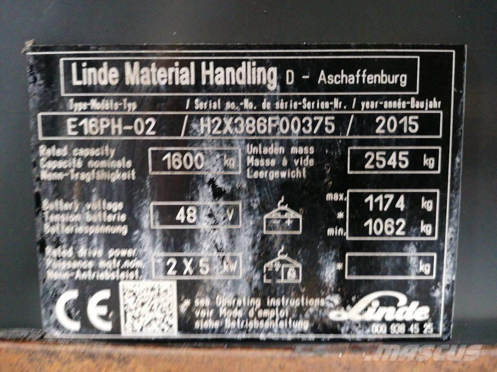 Linde E16PH-02 Elektrikli forkliftler