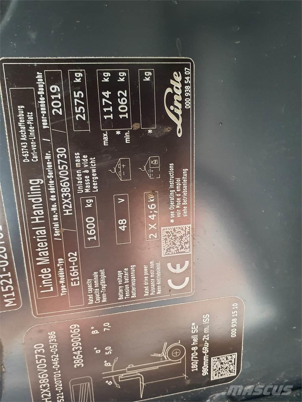 Linde E16 Elektrikli forkliftler