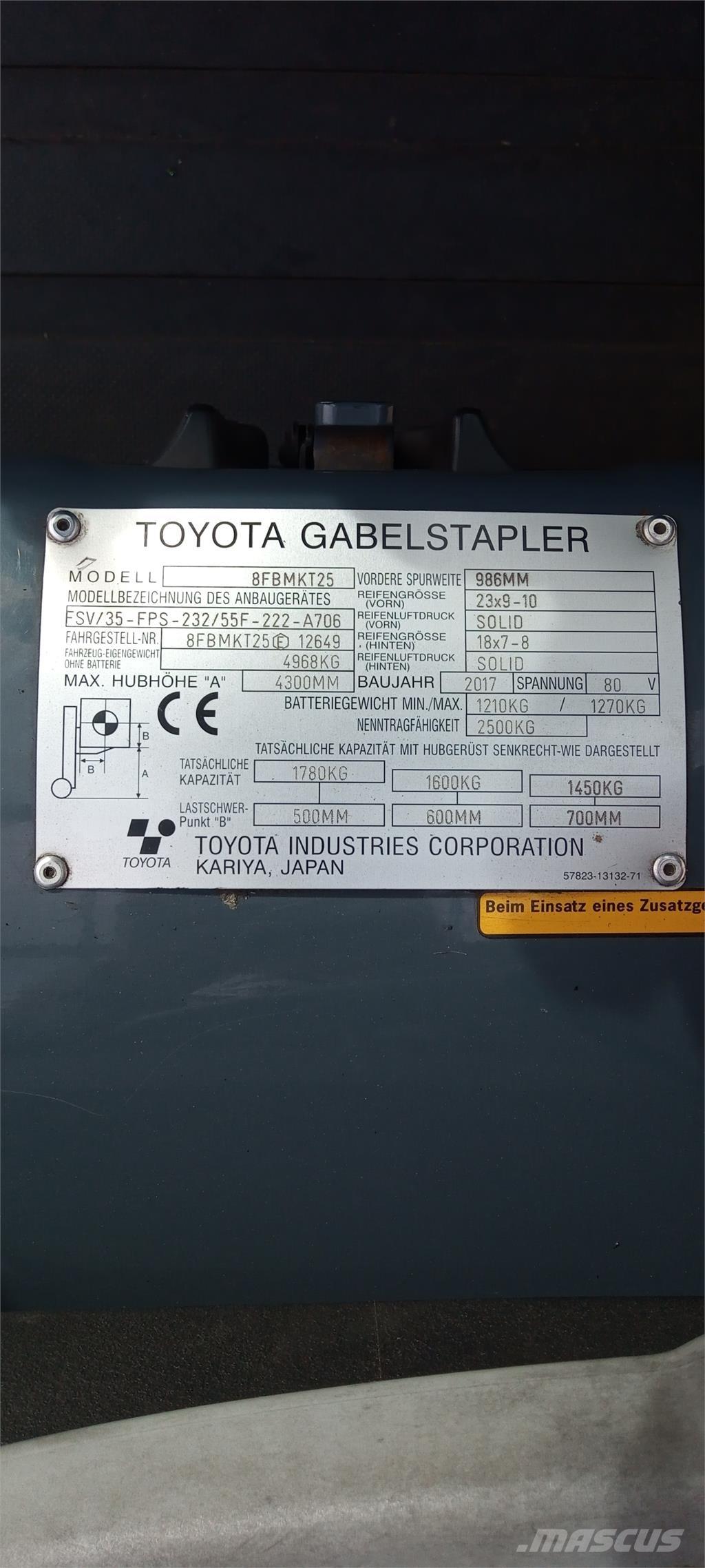 Toyota 8FBMKT25 Elektrikli forkliftler
