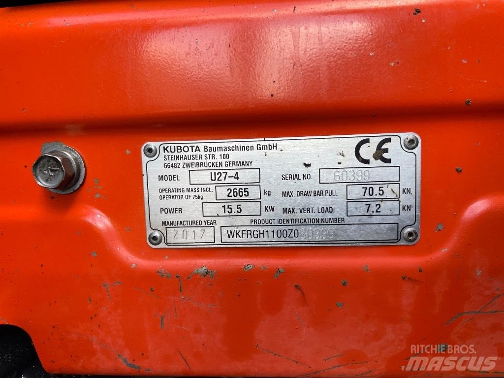 Kubota U 27-4 Mini ekskavatörler, 7 tona dek