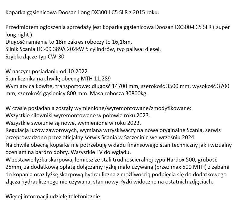 Doosan DX 300 LC-5 Uzun bomlu ekskavatörler