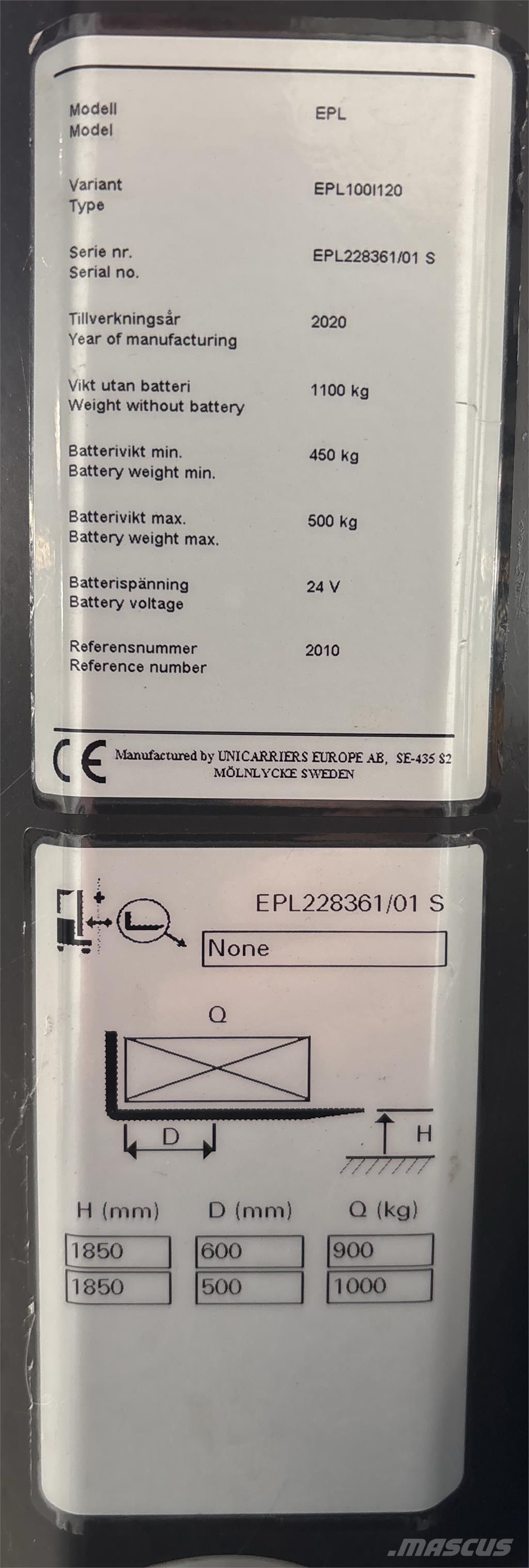 UniCarriers EPL100 Düsük seviye siparis toplayici