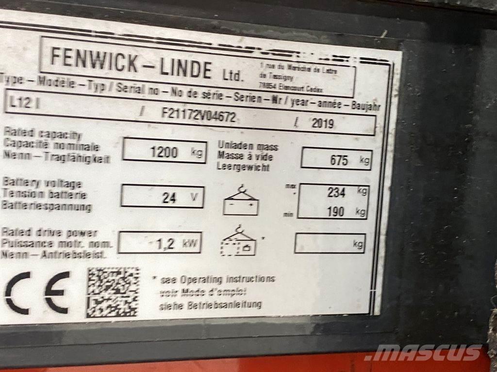 Linde L12 I Yaya kumandali istif makinasi