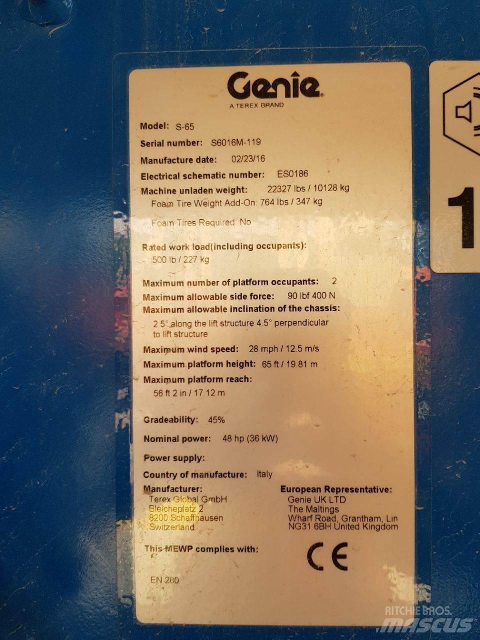 Genie S65 Teleskopik personel platformları