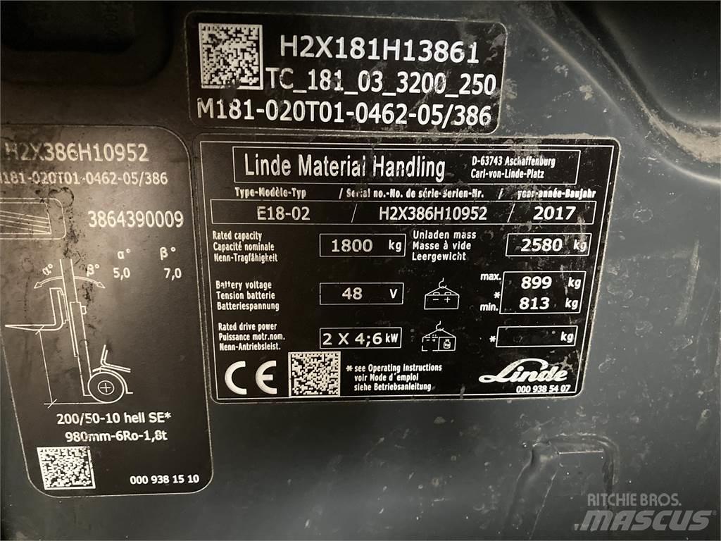 Linde E18 Elektrikli forkliftler