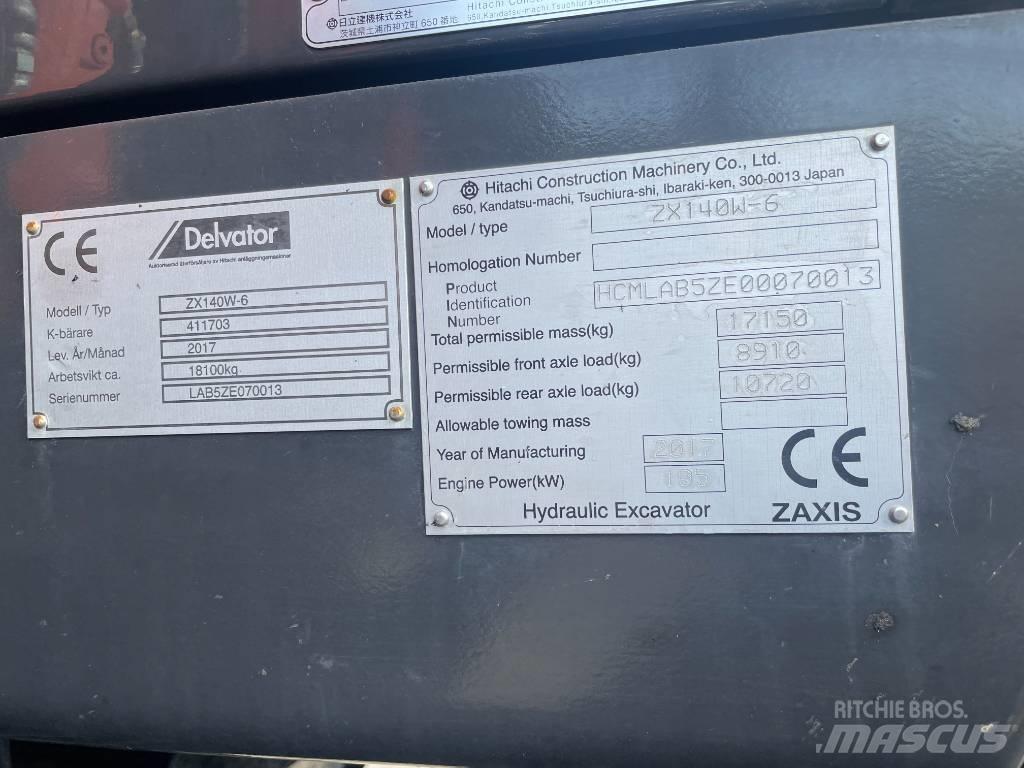Hitachi ZX 140 W-6 Lastik tekerli ekskavatörler