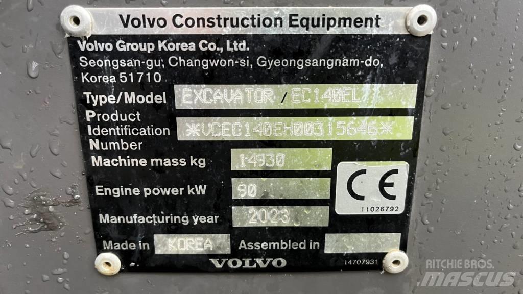 Volvo EC140EL Paletli ekskavatörler
