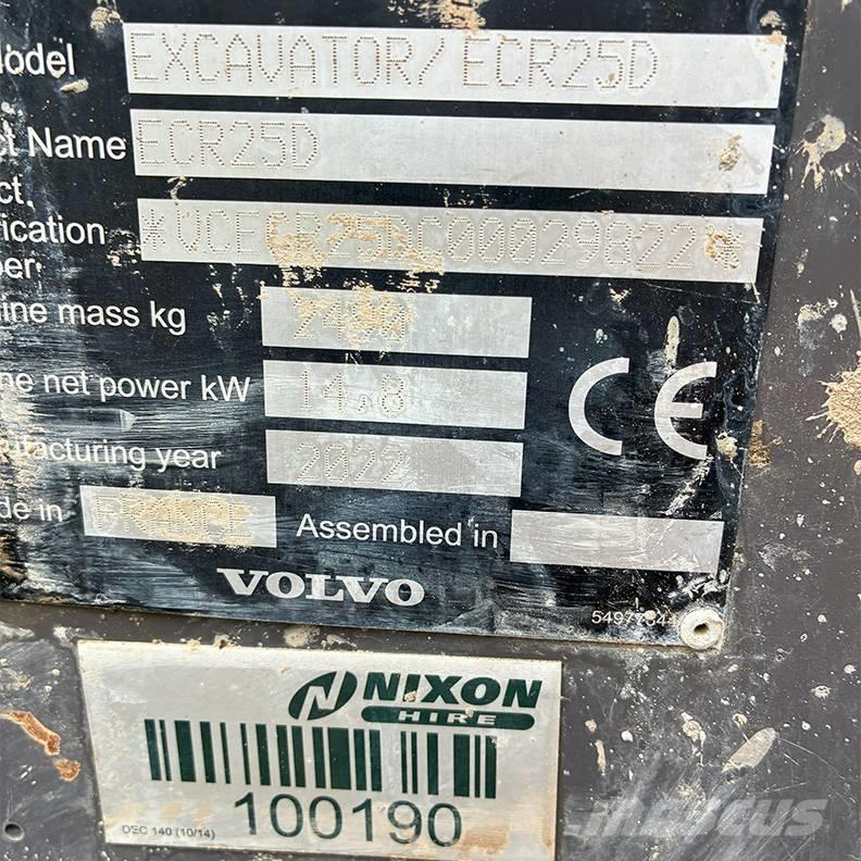 Volvo ECR25D Mini ekskavatörler, 7 tona dek