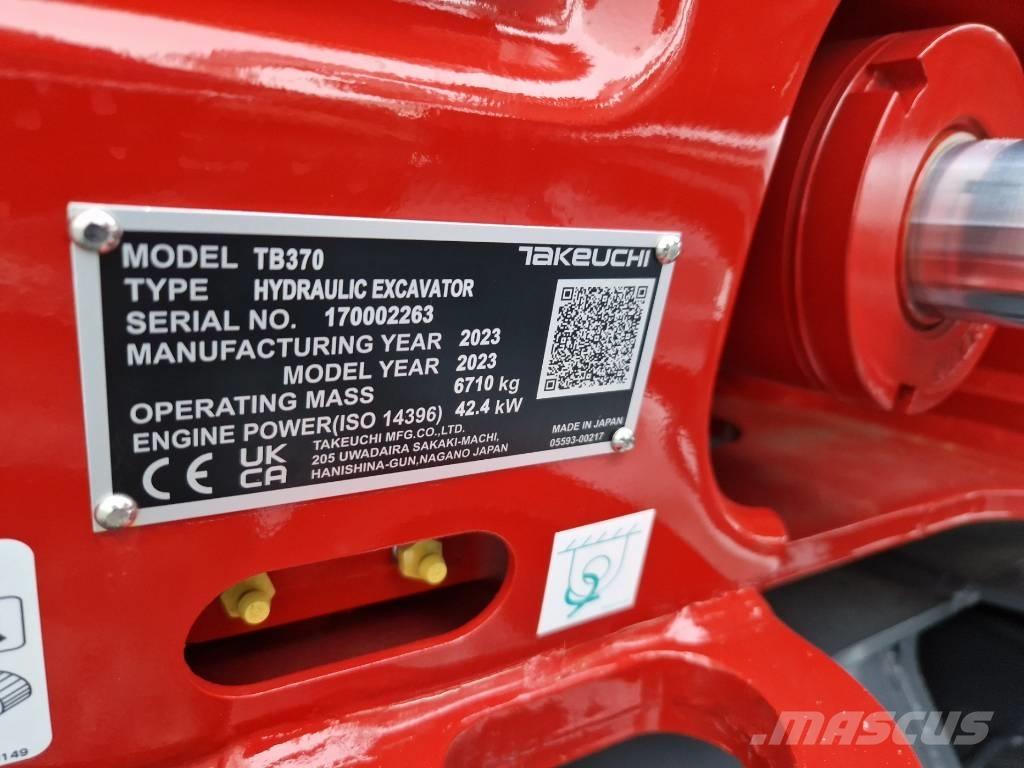 Takeuchi TB370 Mini ekskavatörler, 7 tona dek