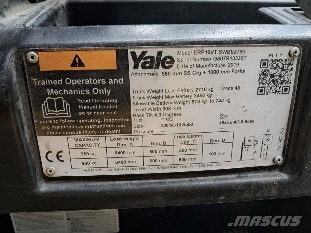 Yale ERP16VT Elektrikli forkliftler