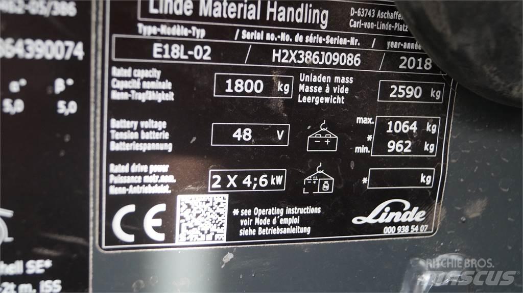 Linde E18L Elektrikli forkliftler