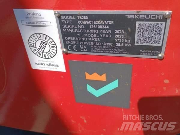 Takeuchi TB 260 Mini ekskavatörler, 7 tona dek