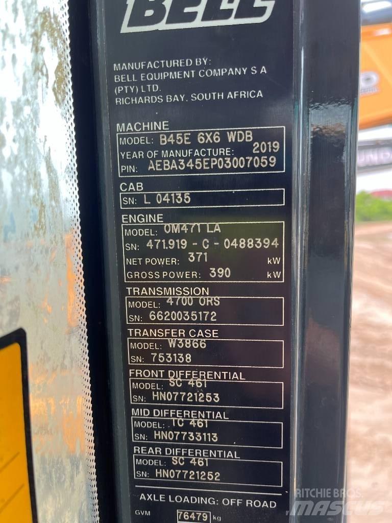 Bell B45E Belden kirma kaya kamyonu