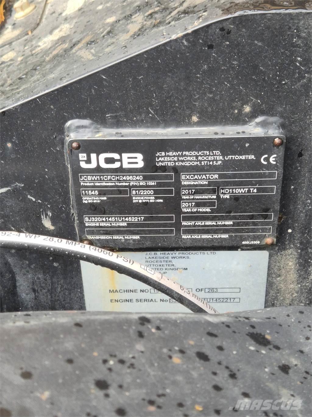 JCB 110W Hydradig Lastik tekerli ekskavatörler