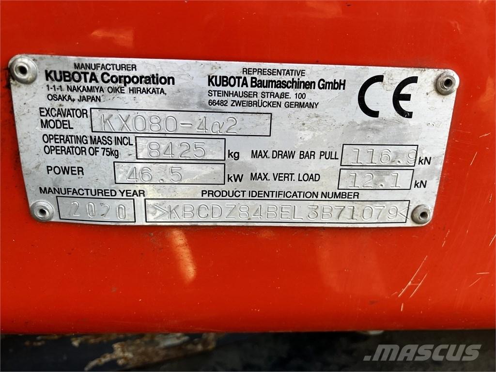 Kubota KX 080-4 A2 Midi ekskavatörler 7 - 12 t