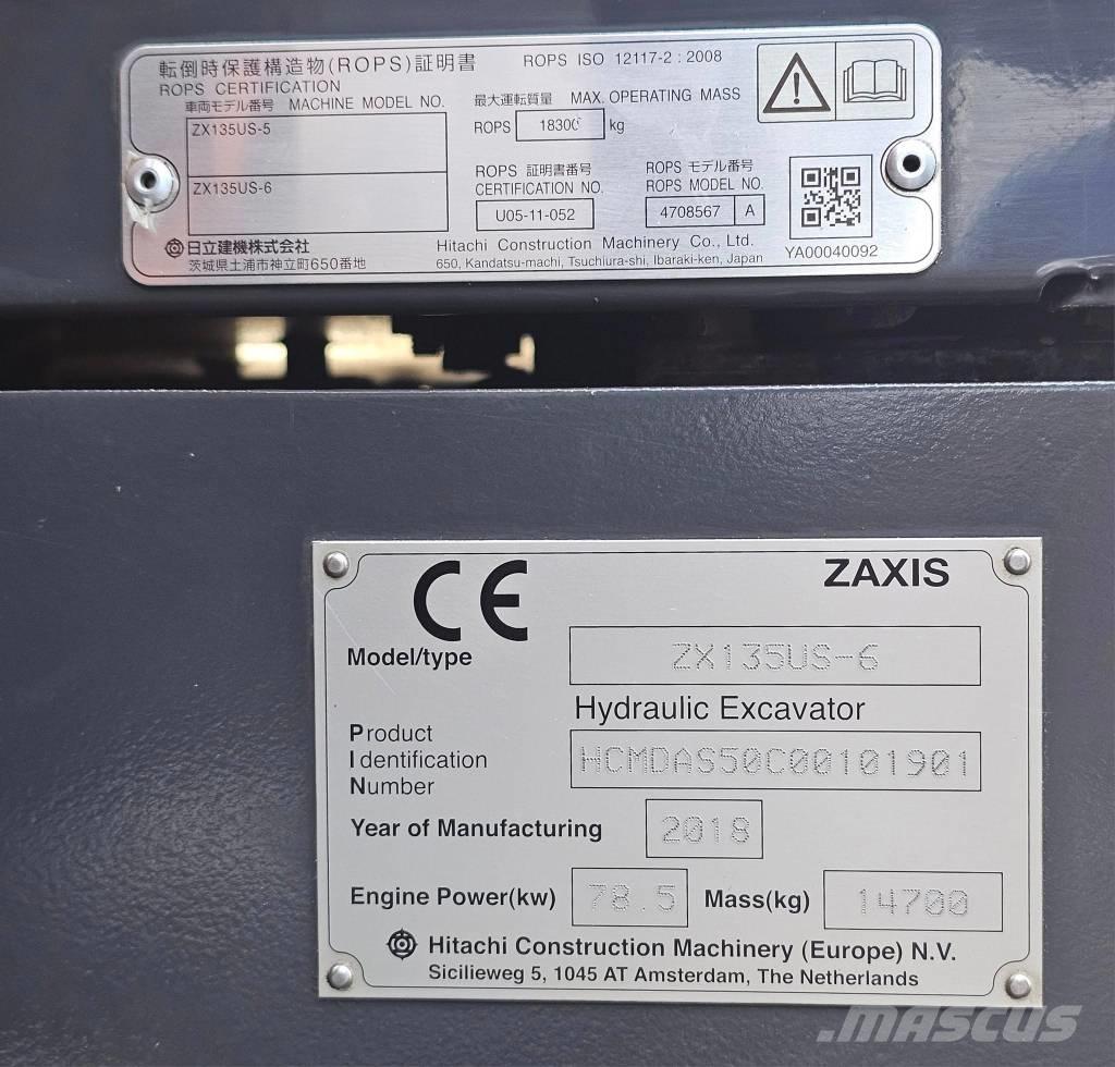 Hitachi ZX 135 US-6 Paletli ekskavatörler